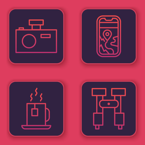 设置线照相相机杯茶与茶包图片下载