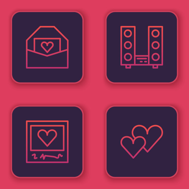 套线信封与情人的心照片图片下载