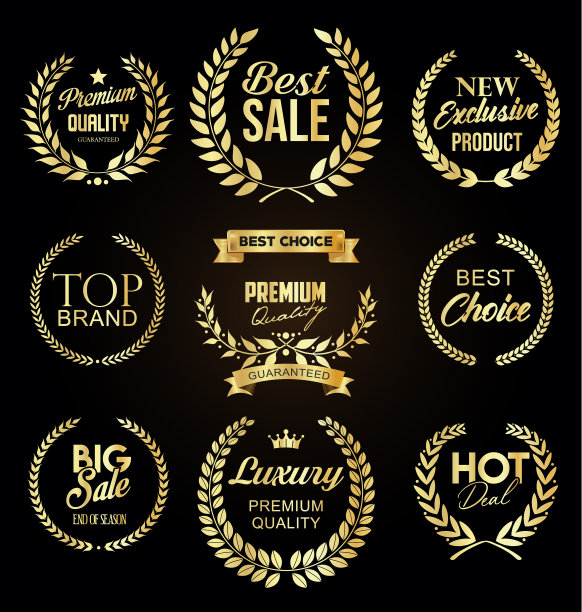 收藏销售与月桂金色标签图片下载