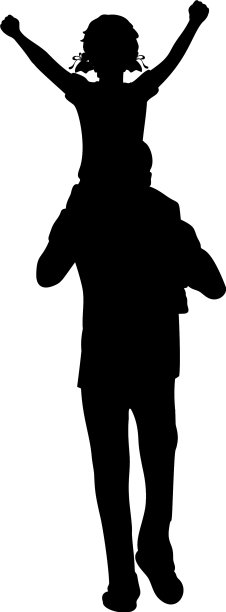 父亲的剪影和女儿走着图片下载