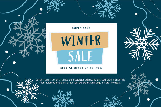 冬季促销用抽象的现代横幅模板图片下载