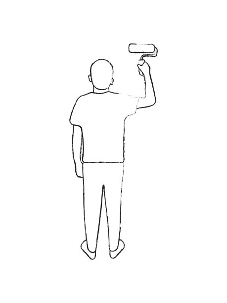 一个男人用颜料涂墙，那个人拿着图片下载