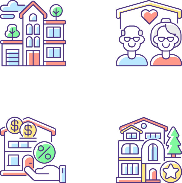 建筑类型RGB颜色图标集图片下载