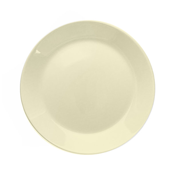 圆板米色粉彩上白色，孤立。俯视图，复制空间。图片下载