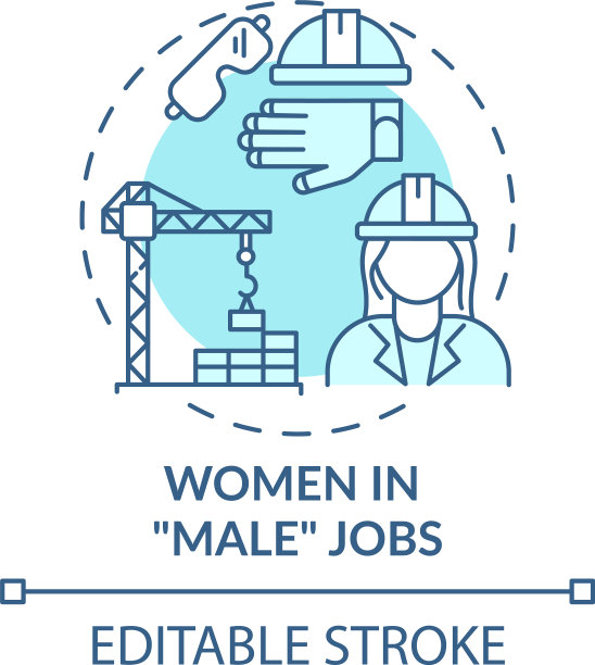 女性在男性工作概念图标图片下载