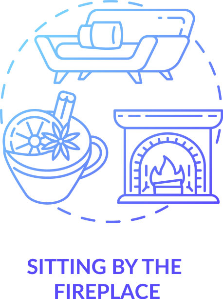 坐壁炉概念图标图片下载