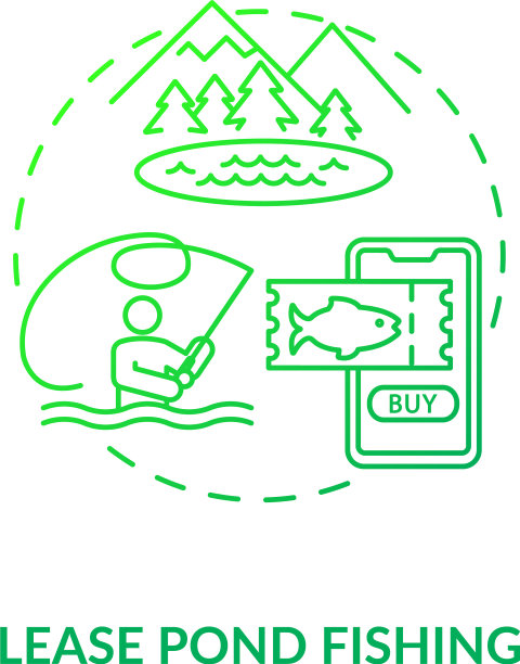 租用池塘钓鱼概念图标图片下载