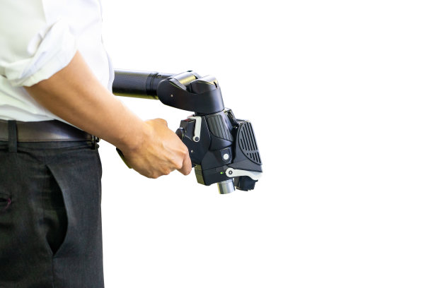 手持式扫描枪或手持式3d激光扫描仪器是高科技和现代的测量或逆向工程工业制造与剪切路径隔离图片下载