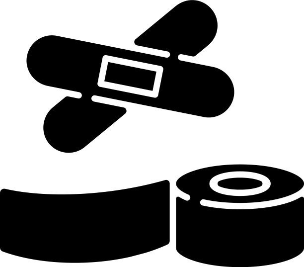 膏药和医疗胶带黑色象形图标图片下载