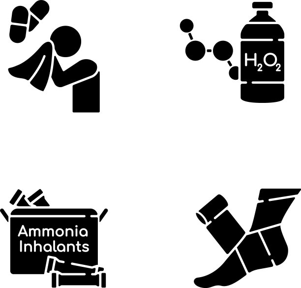 紧急用药黑色象形文字图标设置图片下载