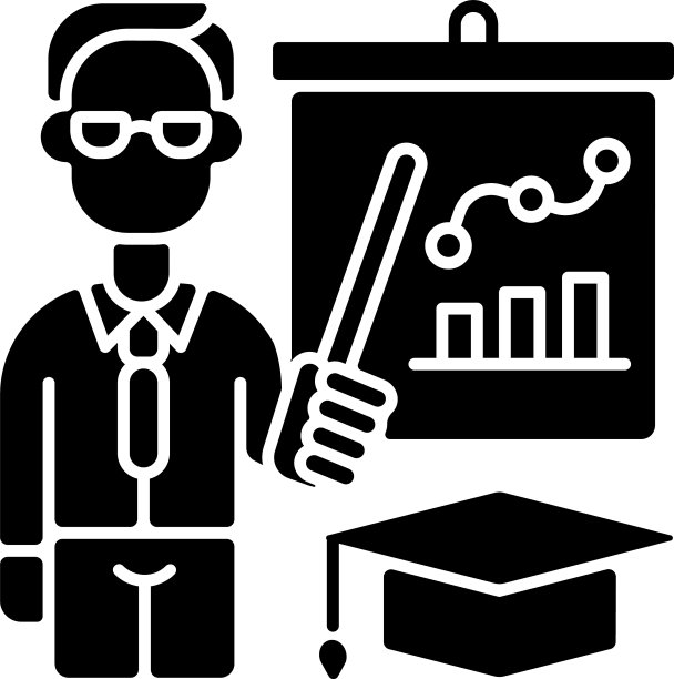 教育者黑色字形图标图片下载