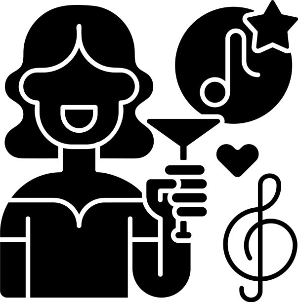 休息室音乐黑色象形文字图标图片下载