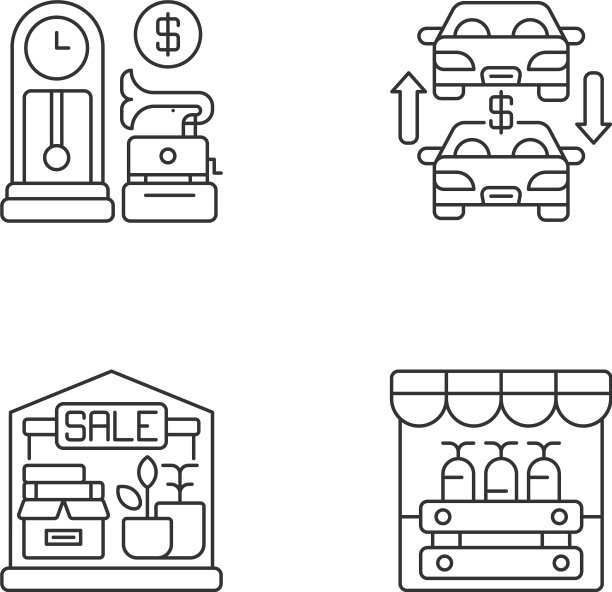 跳蚤市场像素完美的线性图标集图片下载