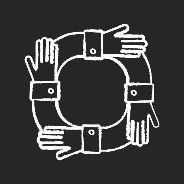 操作协同粉笔白色图标上的黑色图片下载