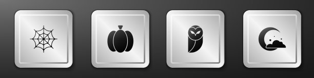 设置蜘蛛网，南瓜猫头鹰和月亮和星星图片下载