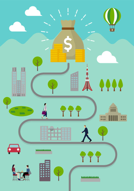 立体横幅插图(比喻财务上的成功)图片下载