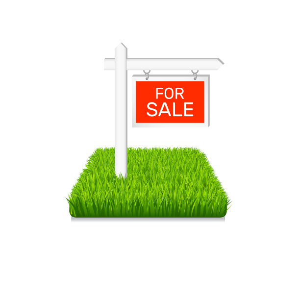 房地产图标标志上绿草孤立图片下载