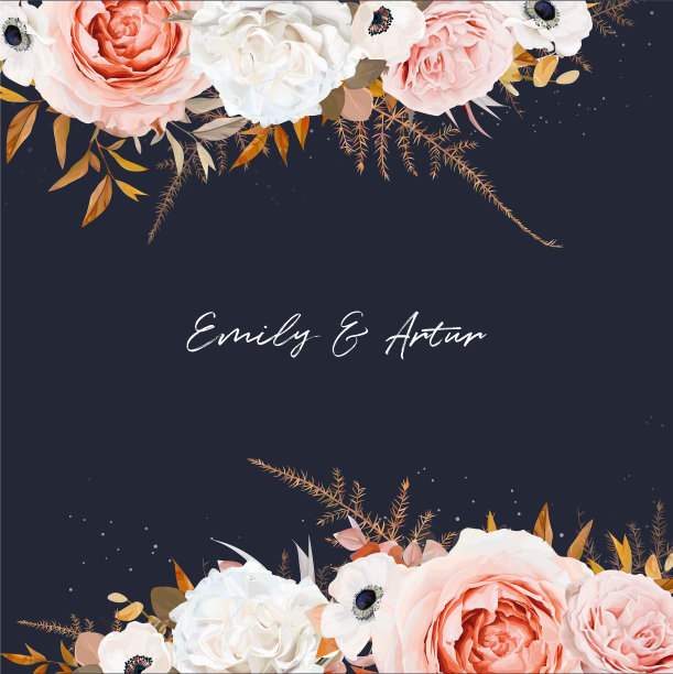 时尚婚礼邀请保存日期卡设计海军图片下载