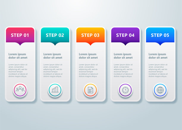 时间线信息图模板5步图片下载