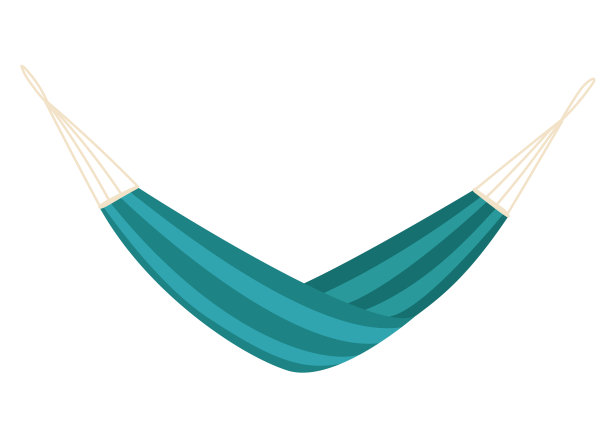 白色背景上的吊床。暑假工具，放松，荡秋千，睡觉，休息。矢量插图卡通风格。图片下载