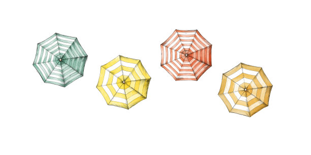 彩色伞从上面白色的背景图片下载