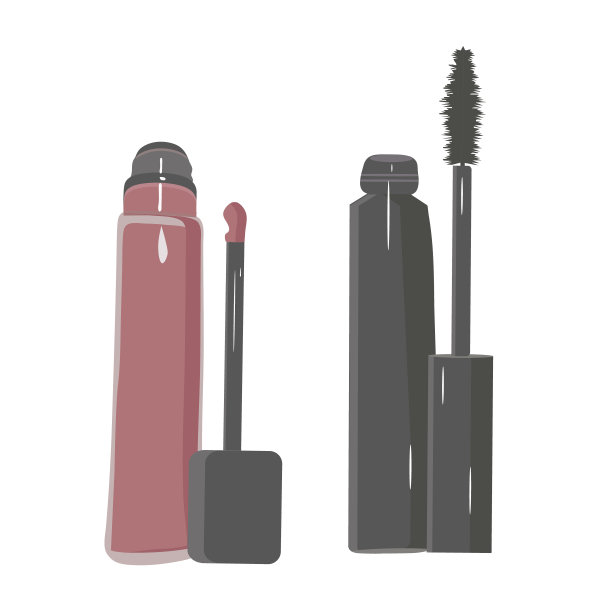 白色背景上的唇彩和睫毛膏图片下载