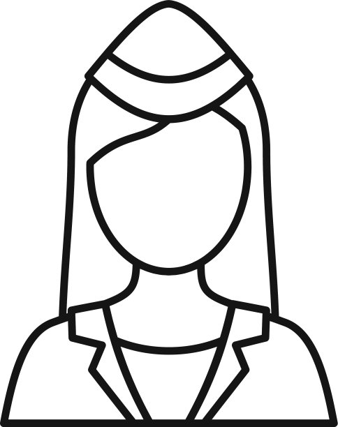 飞机空姐图标轮廓风格图片下载