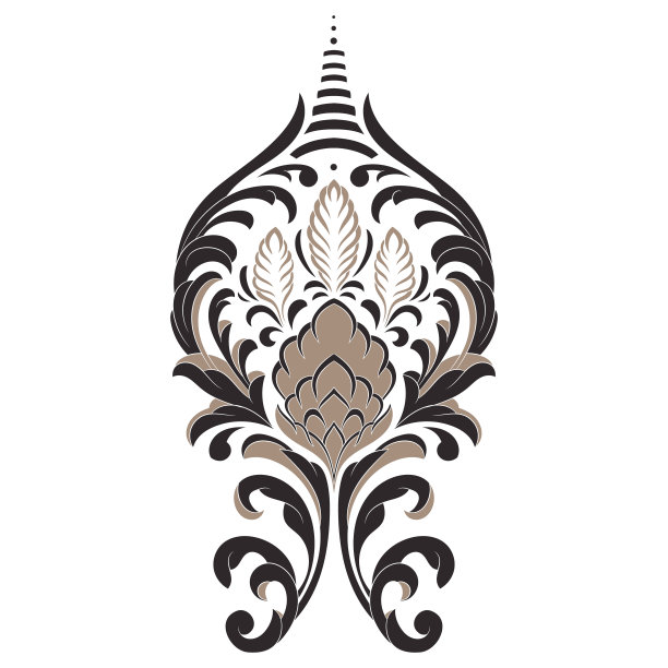 大马士革中心元素孤立。向量大马士革插图。图片下载