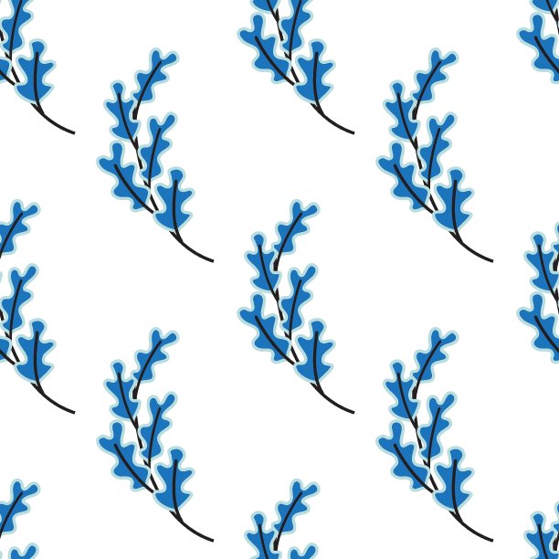 无缝图案与橡树叶卡通风格。图片下载