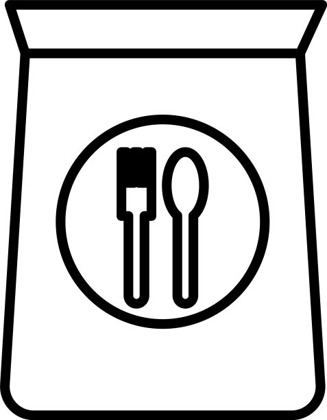 带有食物线条风格图标的纸袋图片下载