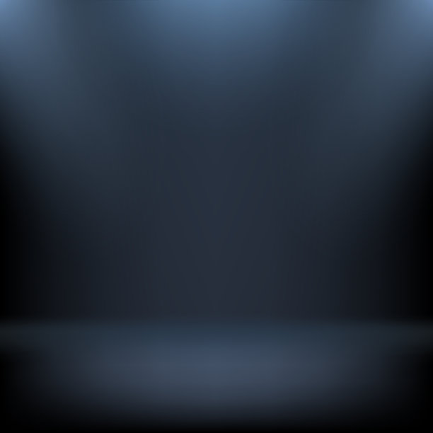 蓝色全景工作室背景与白色辉光图片下载