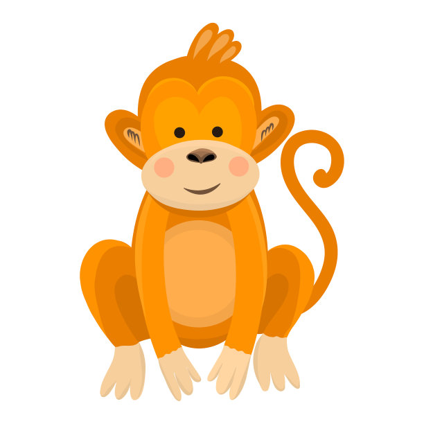 可爱有趣的卡通婴儿猴子在白色孤立的背景。矢量插图的猴子在一个平坦的风格。设计和印刷儿童服装，文具，儿童高度计图片下载