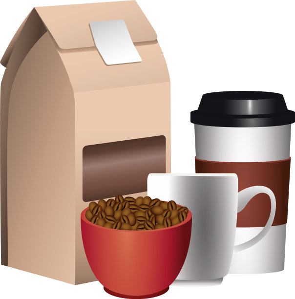 咖啡产品包装盒与颗粒杯和图片下载
