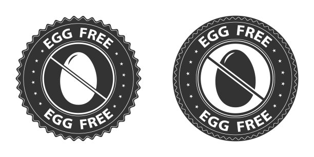 无蛋图标，邮票。矢量插图孤立在白色背景。徽章或贴纸平面设计。健康食品的概念。食品包装无蛋标志或营养产品营养标志。图片下载