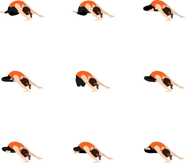 坐姿对角扭转和精益瑜伽体式设置图片下载