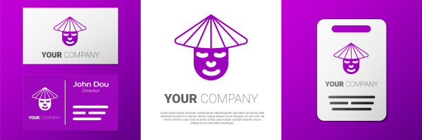 亚洲或中国圆锥草帽图标孤立在白色背景。中国的男人。标志设计模板元素。向量图片下载