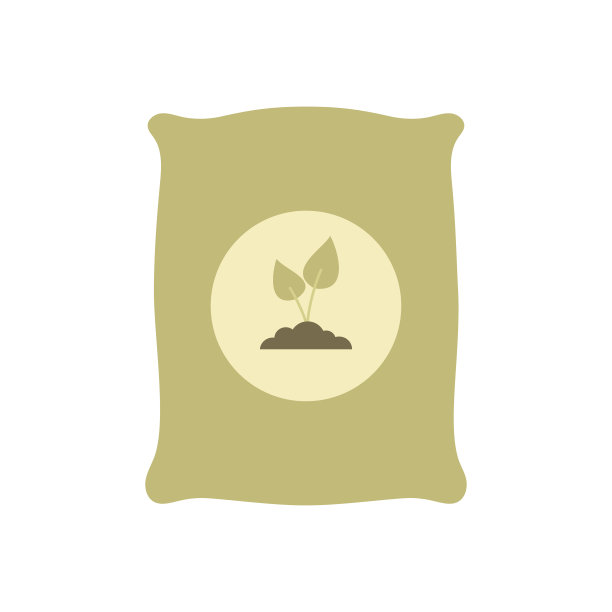 袋装土壤上白色背景插图，植物肥料图标图片下载