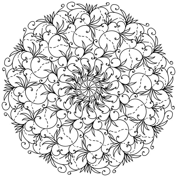 精致华丽的曼荼罗卷发和涂鸦花，抗压力着色页和纠结的模式图片下载