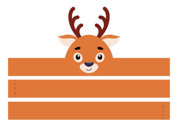 可印刷的鹿纸皇冠。派对头带模切模板生日，圣诞节，婴儿淋浴。娱乐的乐趣配件。打印，剪切和胶水。矢量插图。图片下载