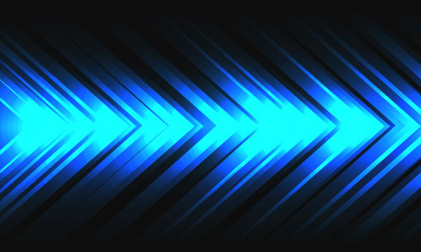 黑色背景上的抽象蓝色光箭头速度能量方向现代未来科技背景矢量插画图片下载