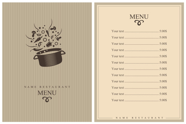 餐厅的菜单设计图片下载