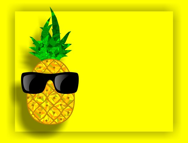 菠萝卡通人物与眼镜插图黄色背景2图片下载