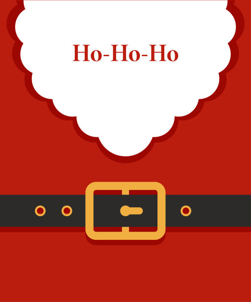 矢量新年节日贺卡的概念。圣诞老人的腰带和胡须上面可以写上你的贺词。圣诞快乐，恭贺新禧。图片下载