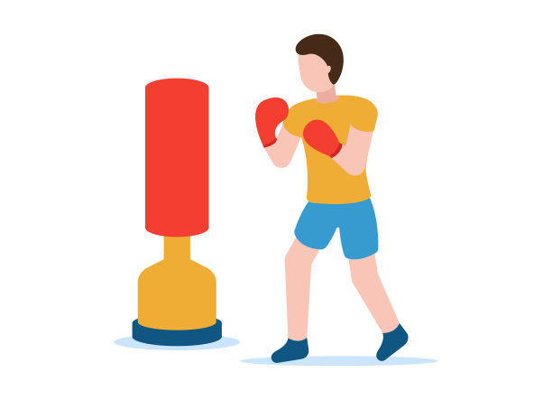 拳击矢量概念：健康生活方式，专业运动，男子正在训练人模型图片下载