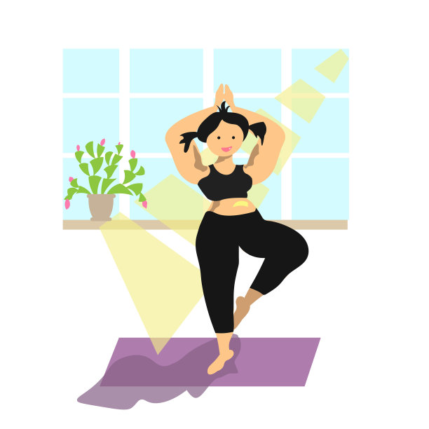 这个女孩在家里练瑜伽。概念-身体积极，生活方式图片下载