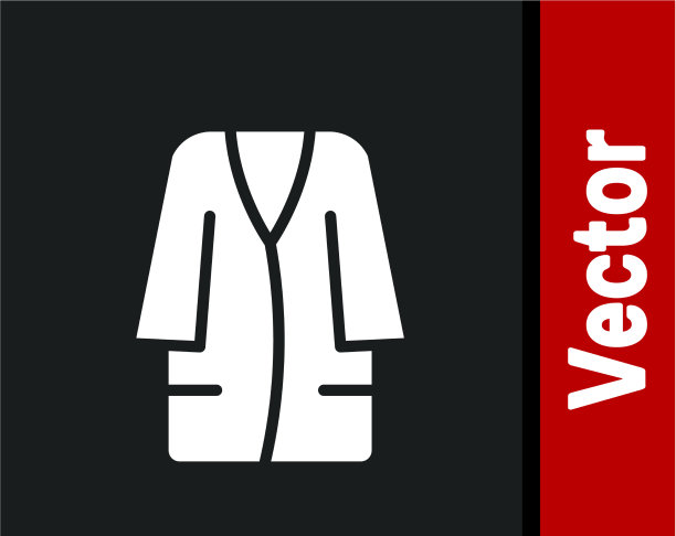 白色浴衣图标孤立在黑色背景图片下载