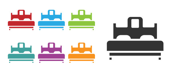 黑色卧室图标孤立在白色背景图片下载