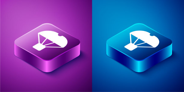 等距盒飞行降落伞图标孤立图片下载