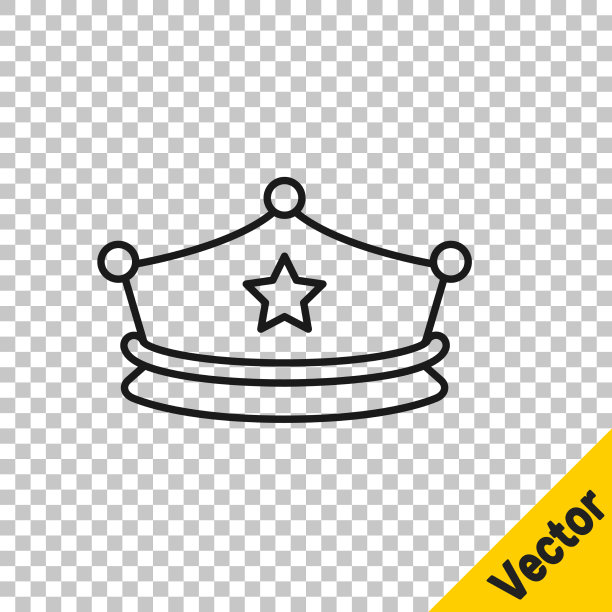 黑线警察帽与帽徽图标孤立图片下载