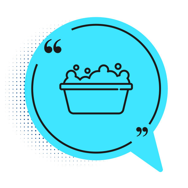 黑色线条的浴缸，里面有泡沫图片下载